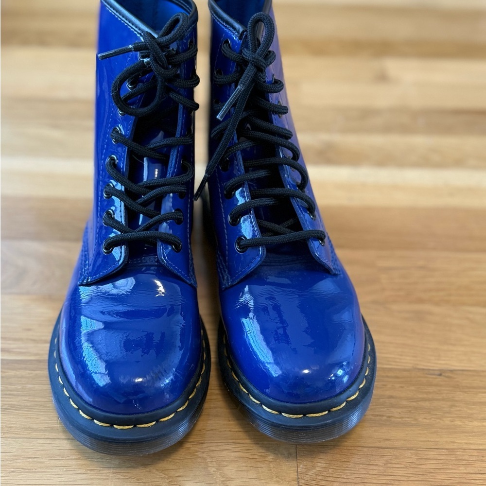 Dr Martens Boots Women's Size Blue Patent Leather 1460W - Picture 14 of 15